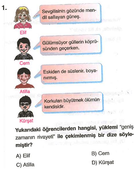 7 sınıf türkçe ek eylem test
